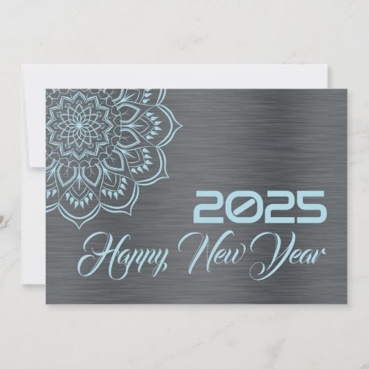 Silver blue wish card New Year with mandala Feestdagenkaart (Voorkant)