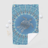 Silver Blue Zee Turtle and Mandala Golfhanddoek (Insitu)