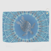 Silver Blue Zee Turtle and Mandala Golfhanddoek (Horizontaal)