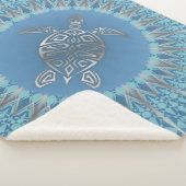 Silver Blue Zee Turtle and Mandala Sherpa Deken (3/4)