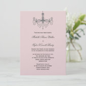 Silver & Blush Chandelier Invitation Kaart (Staand voorkant)