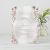 Silver Blush Garden Wedding Invitation Kaart (Staand voorkant)