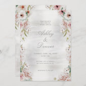 Silver Blush Garden Wedding Invitation Kaart (Voorkant / Achterkant)