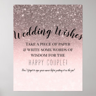 Silver Blush Glitter Weddenschappen Inloggen Blad Poster