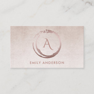 SILVER BLUSH PINK BRUSH MARK CIRCLE LOGO MONOGRAM VISITEKAARTJE