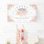 Silver Blush Pink Floral Crown Princess Birthday Spandoek (Insitu)