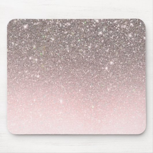 Silver & Blush Pink Glitter Sparkle Glam Girly Muismat (Voorkant)