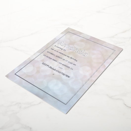 Silver Bokeh Anniversaire Foil Invitation (Rotation)