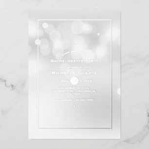 Silver Bokeh Bachelorette Party Folie Invitation Folie Uitnodiging