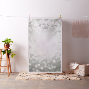 Silver Bokeh Lights Weddenschap Foto Stof