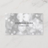 Silver Bokeh Pattern Monogram Name Black White Visitekaartje (Voorkant)