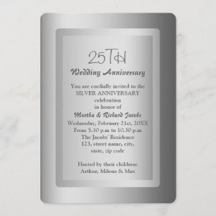 Silver Border 25th Wedding Jubileum Kaart