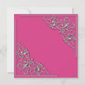 Silver Border Bachelorette Party Invitation Kaart (Achterkant)