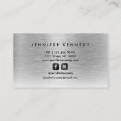 Silver Borhed Metal Elegant Monogram Modern Visitekaartje (Achterkant)