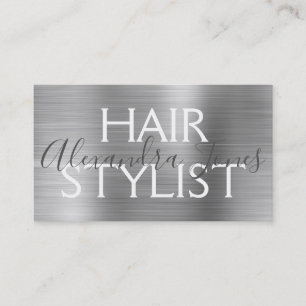 Silver Borhed Metal Hair Stylist Visitekaartje