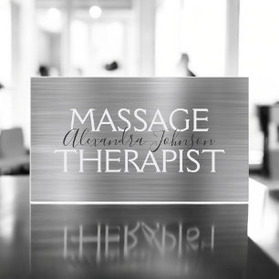 Silver Borhed Metal Massage Therapist Visitekaartje