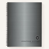 Silver Borhed Metal Simple Monogram Notitieboek (Voorkant)