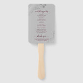 Silver & Bourgondië op grijs huwelijksprogramma Handwaaier (Achterkant)