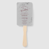 Silver & Bourgondië op grijs huwelijksprogramma Handwaaier (Voorkant)