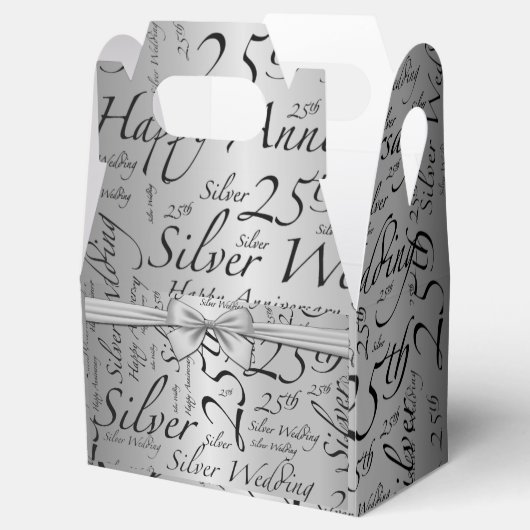 Silver Bow 25e bruiloft Jubileum Bedankdoosjes (Geopend)