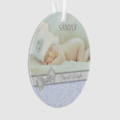Silver Bow Blue Pastel Baby eerste kerstfoto Ornament (voorkant)