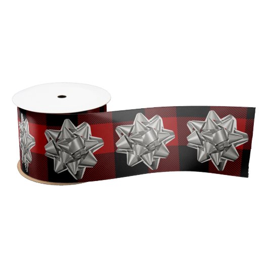 Silver Bow op Buffalo Pset Satin Ribbon Lint (Spoel)