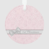 Silver Bow Pink Pastel Baby eerste kerstfoto Ornament (achterkant)