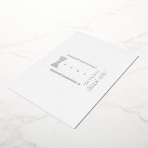 Silver Bow Stropdas Gepersonaliseerde Groomsman Vo Folie Uitnodiging