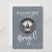 Silver Brazil Passport Wedding Invitation Kaart (Achterkant)