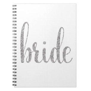 Silver bride laptop, glitter font notitieboek