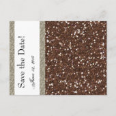 Silver Brown Glitter Look Save the Date Aankondigingskaart (Voorkant)
