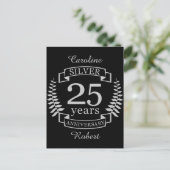 Silver bruiloft 25 jaar briefkaart (Staand voorkant)
