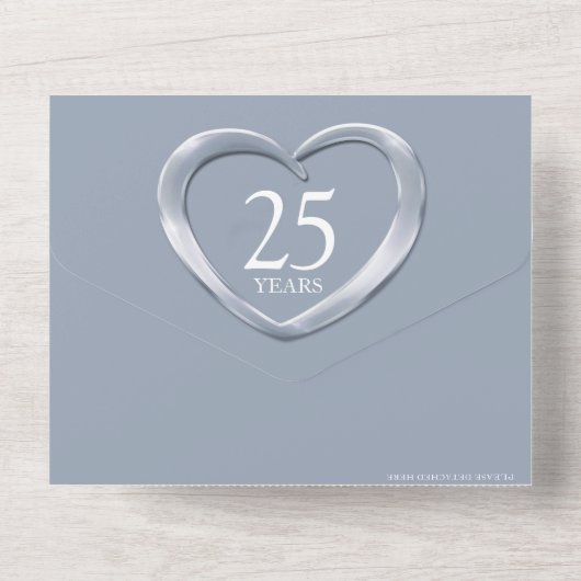 Silver bruiloft 25 jaar feest al all in one uitnodiging (Achterkant)