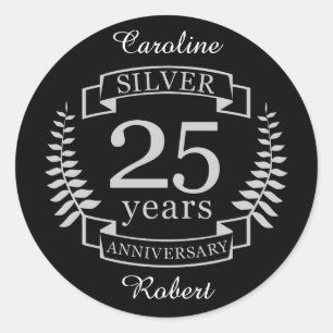 Silver bruiloft 25 jaar ronde sticker