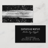 Silver Brush Stroke Black Folie Leopard Visitekaartje (Voorkant / Achterkant)