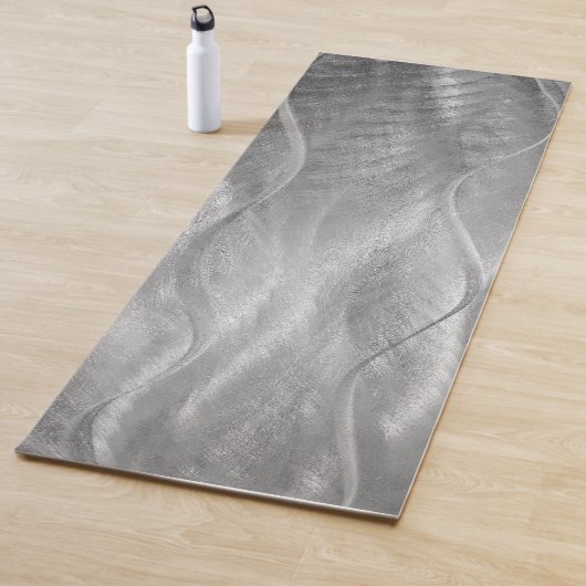 Silver Brushed Metal Abstract Yogamat (In situ)
