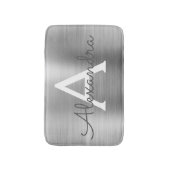 Silver Brushed Metal Monogram Name and Initiaal Badmat (Voorkant Verticaal)