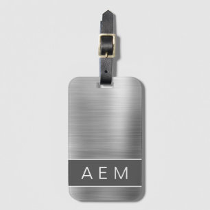 Silver Brushed Metal Monogram Name and Initiaal Bagagelabel