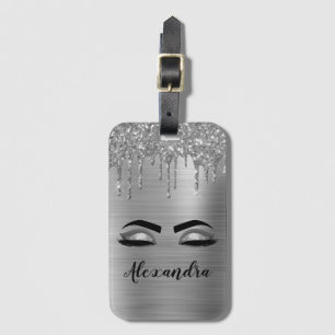 Silver Brushed Metal Monogram Name and Initiaal Bagagelabel