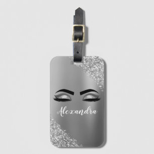 Silver Brushed Metal Monogram Name and Initiaal Bagagelabel