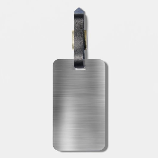 Silver Brushed Metal Monogram Name and Initiaal Bagagelabel (Achterkant verticaal)