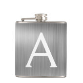 Silver Brushed Metal Monogram Name and Initiaal Heupfles (Voorkant)