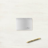 Silver Brushed Metal Monogram Name Post-it® Notes (Op bureau)