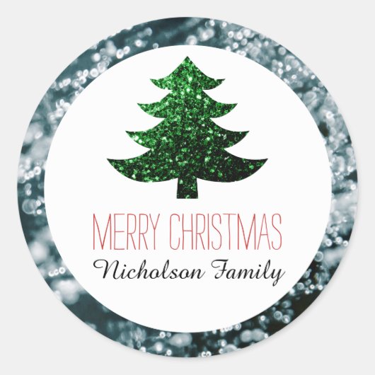 Silver bubbles kerstboomsparren Gift Label (Voorkant)