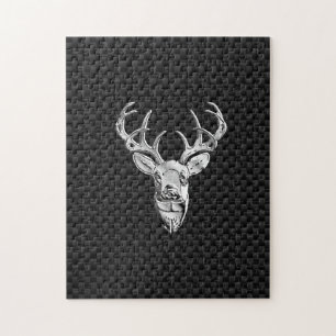Silver Buck op koolstofvezeldecor Legpuzzel