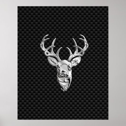 Silver Buck op koolstofvezeldecor Poster (Voorkant)
