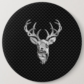 Silver Buck op koolstofvezeldecor Ronde Button 6,0 Cm