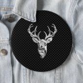 Silver Buck op koolstofvezeldecor Ronde Button 6,0 Cm (In situ)