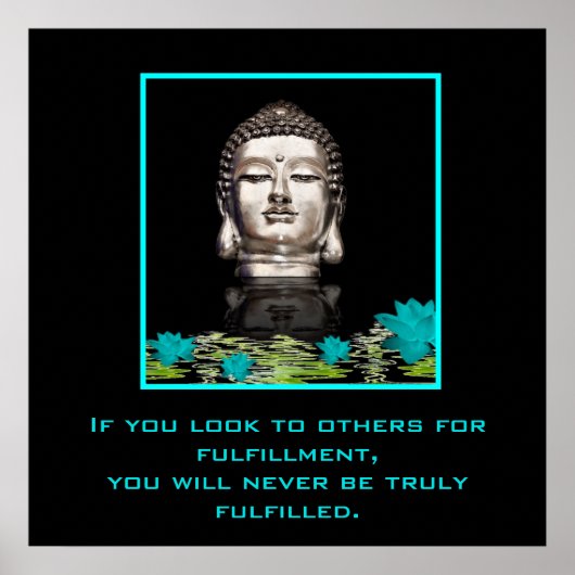 Silver Buddha Head-standbeeld met Inspirerend prij Poster (Voorkant)