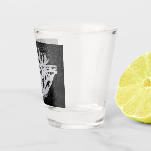 Silver Bull Elk op zwart leder heet glas (Rechts)